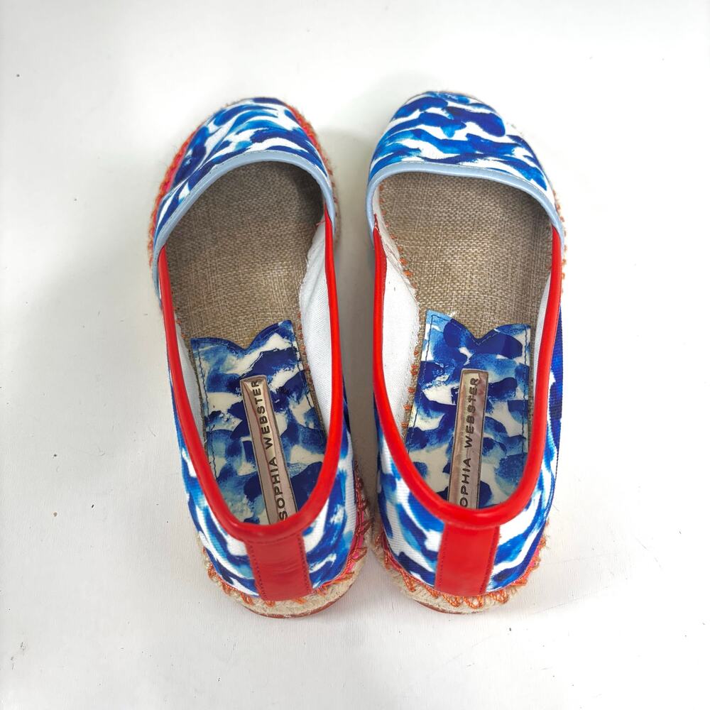 Sophia Webster Juana Oceana Leather Trim Closed Toe Flat Espadrille 37.5 - Picture 5 of 9